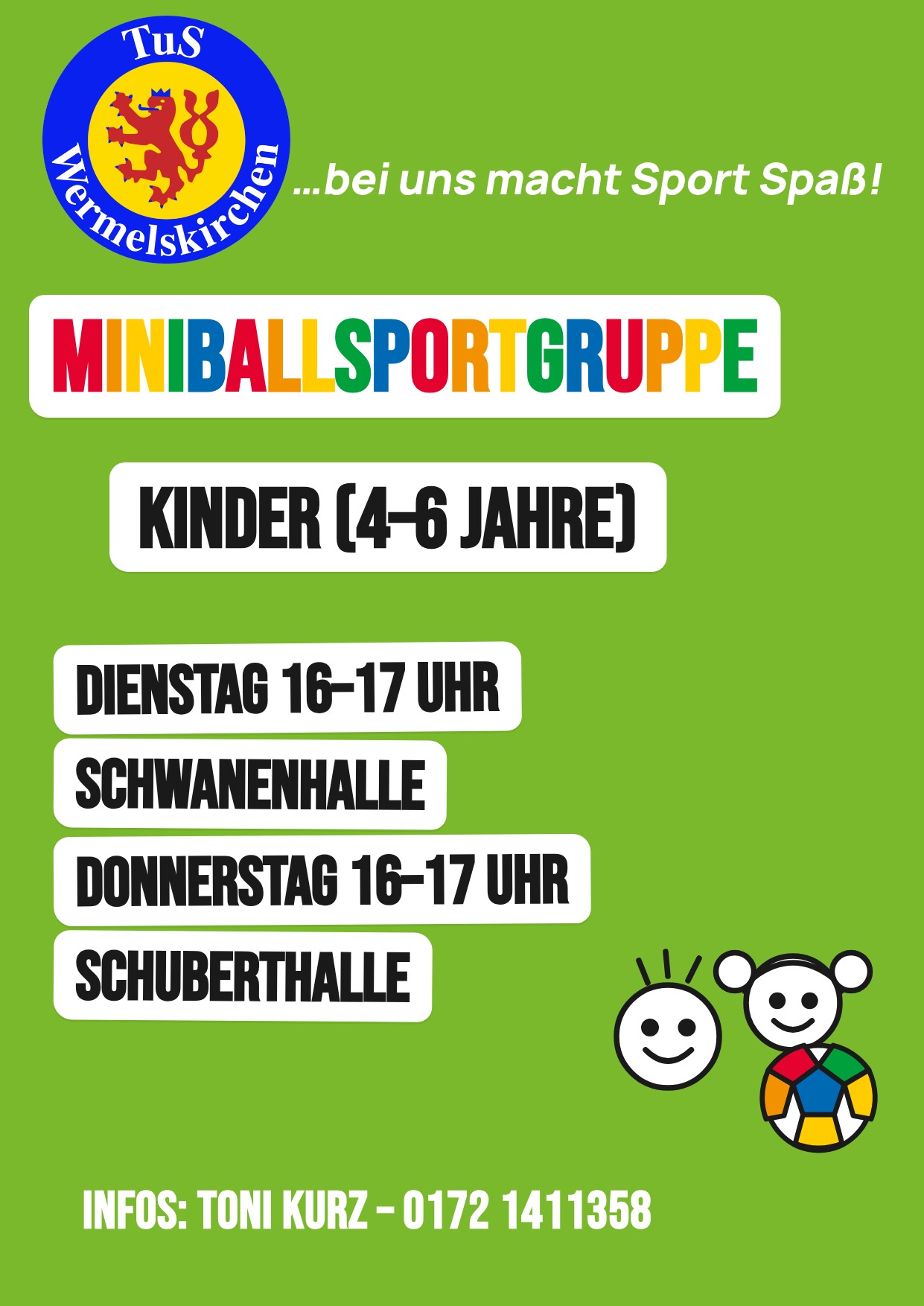 Miniballspielgruppe – spielerischer Spaß mit dem Ball für Kinder von 4 bis 6 Jahren