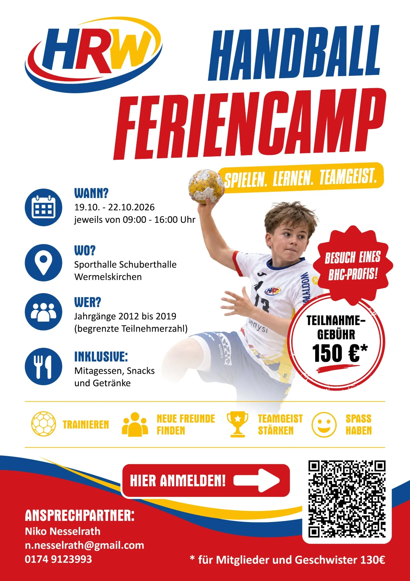 Handballcamp in den Herbstferien steht vor der Türe